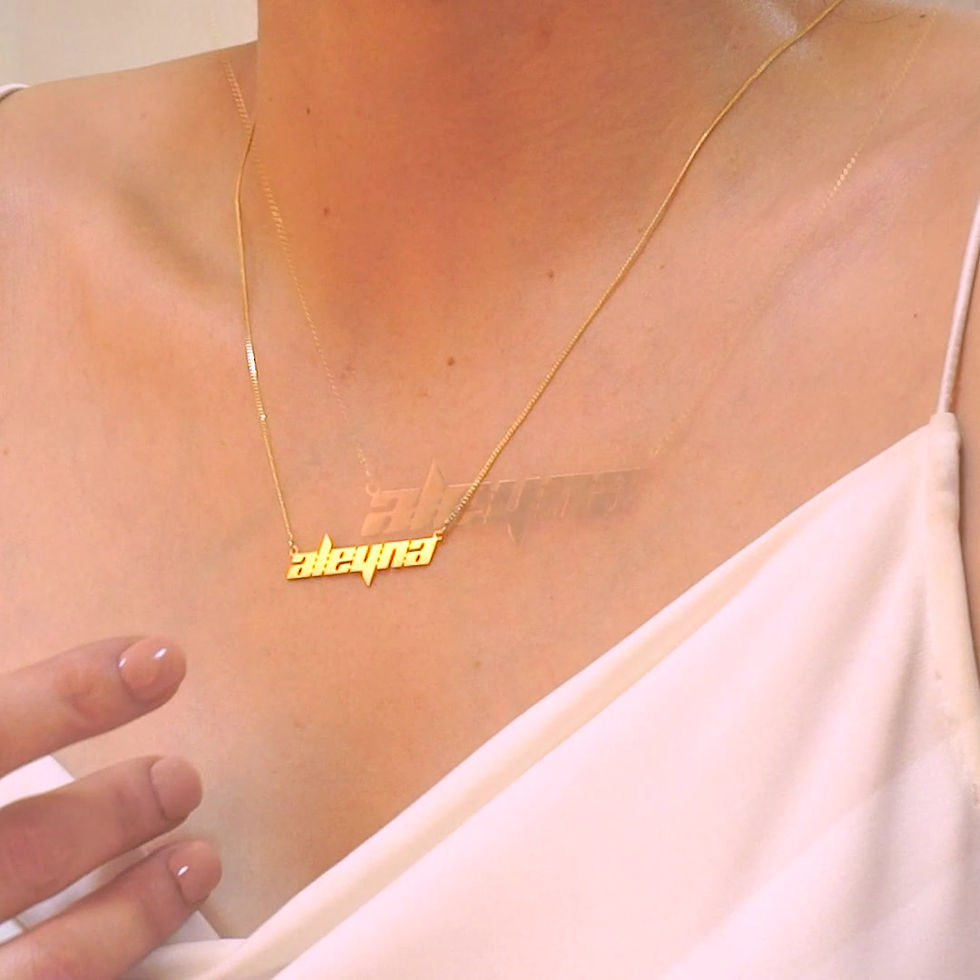 Küçük resim: 925 Ayar Gümüş Altın Kaplama Modern Yazı Tipli Kişiye Özel İsim Kolye - 