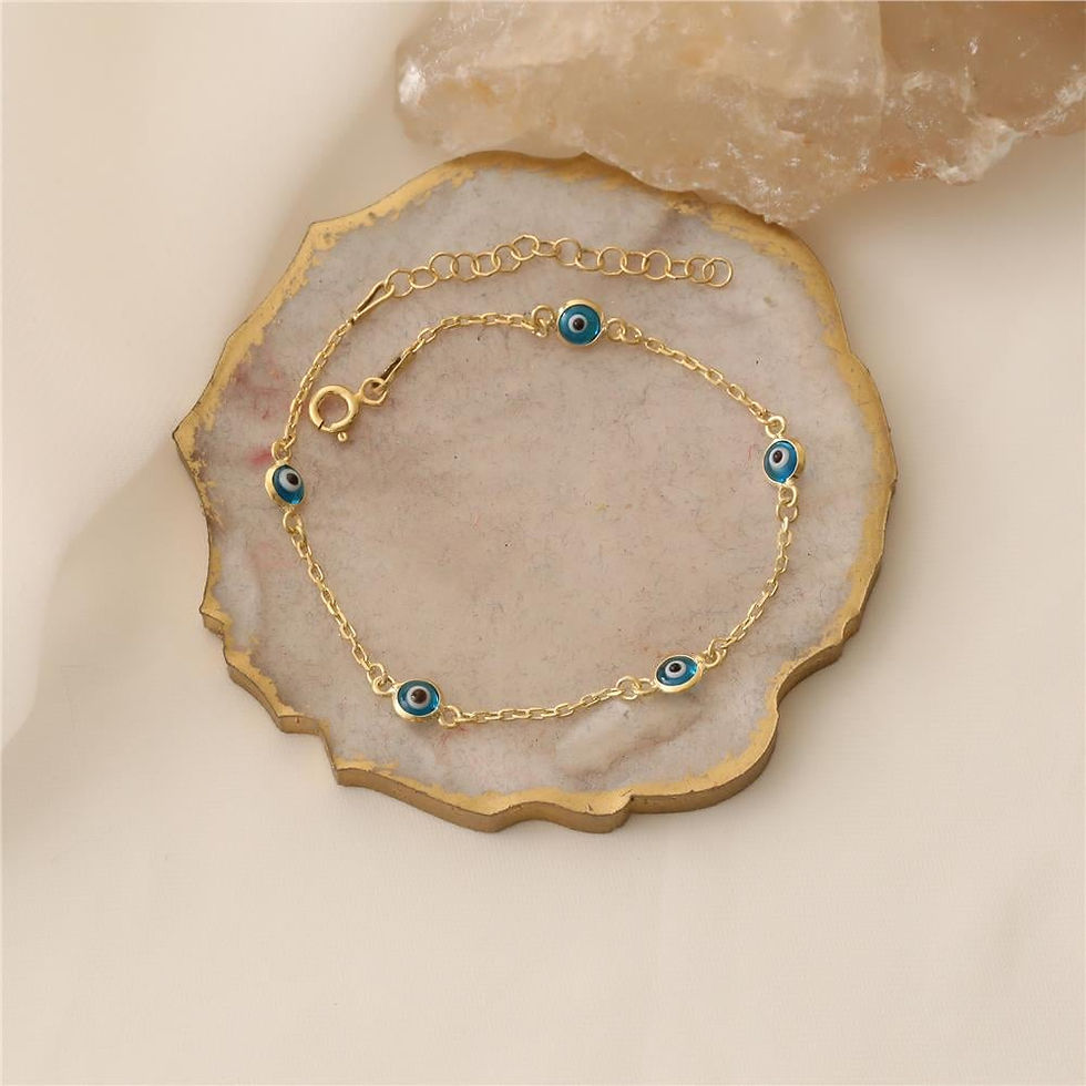 Küçük resim: 925 Ayar Gümüş 5li Nazar Boncuklu Bileklik