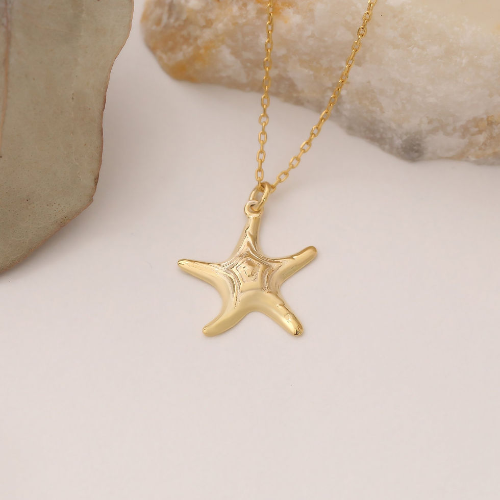 Thumbnail: 925 Sterling Silver Patterned Starfish Necklace