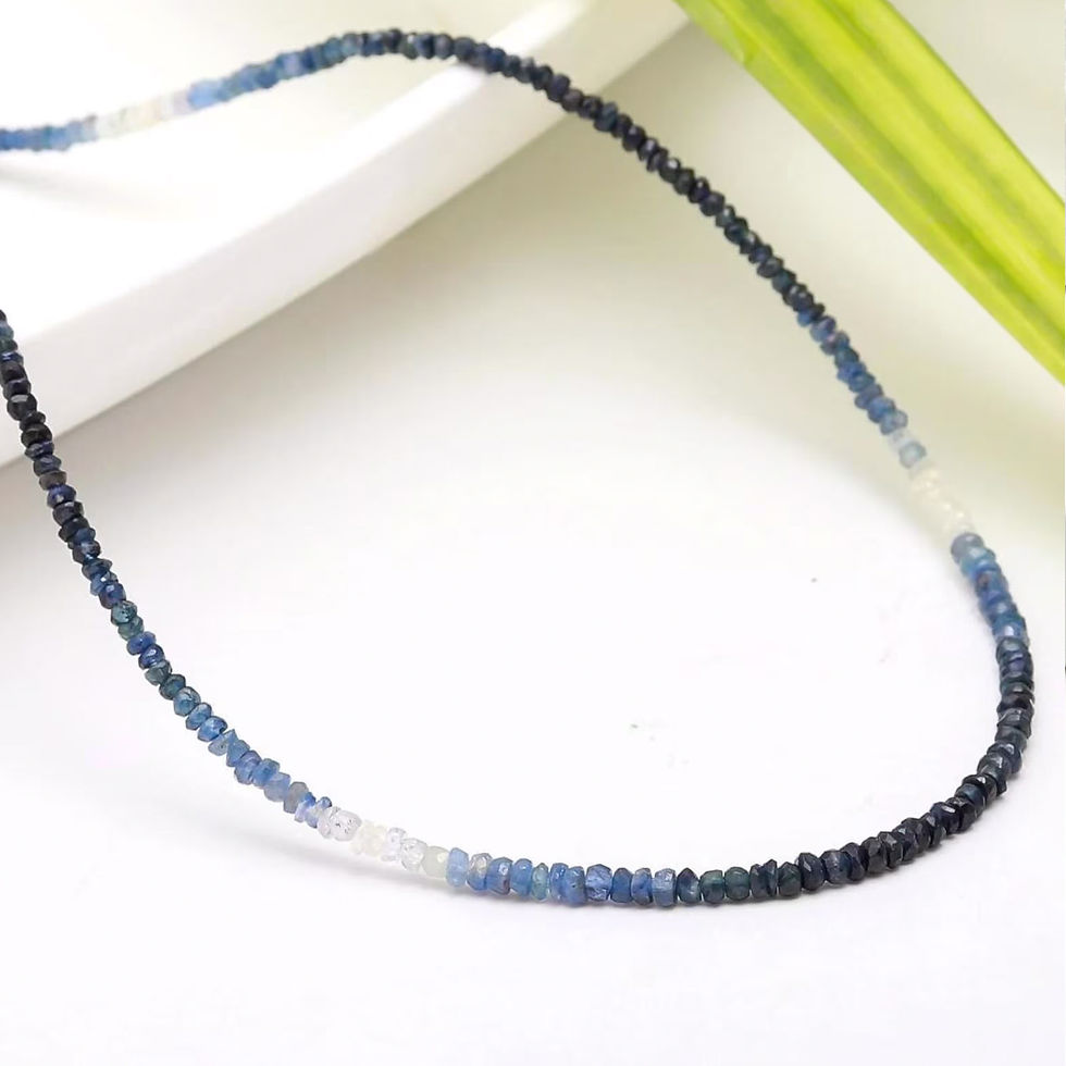 Thumbnail: 14K Gold Plated Silver Necklace with Shaded Blue Real Sapphire Stone - NGS00105