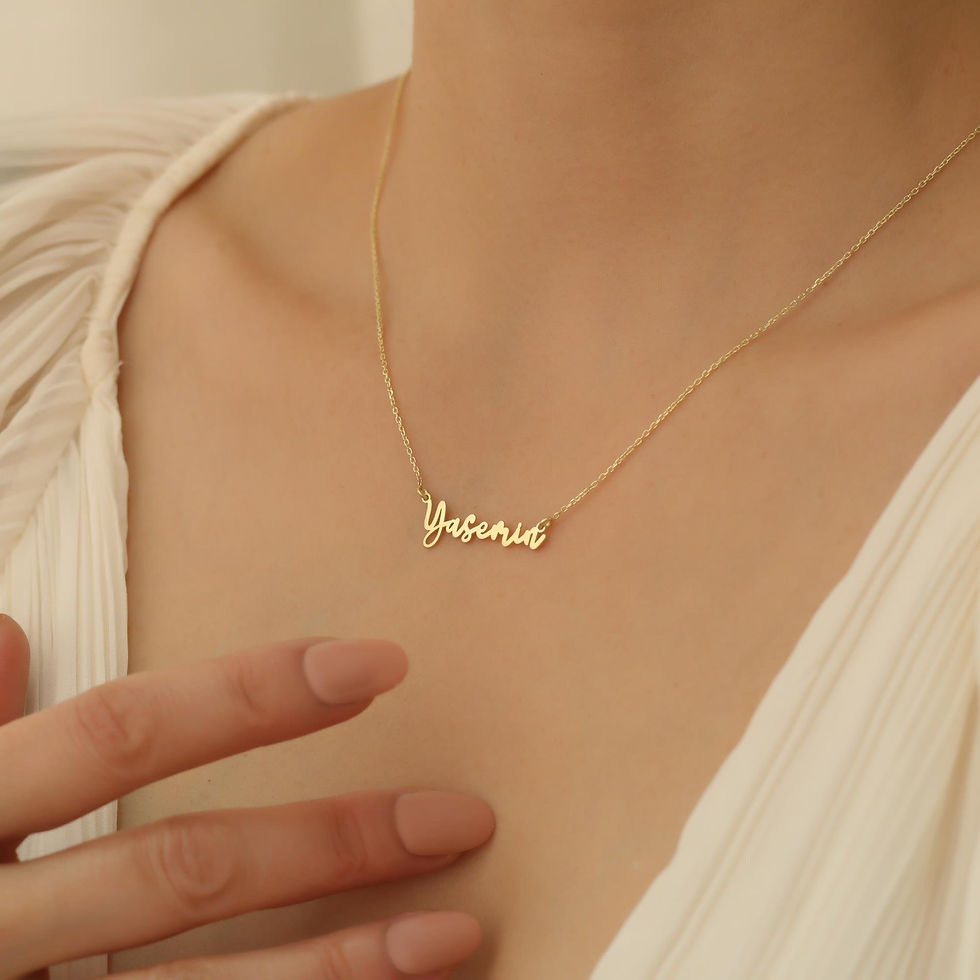 Küçük resim: 14 Ayar Mikron Kaplama Kişiye Özel İsim Gümüş Kolye - CN00270