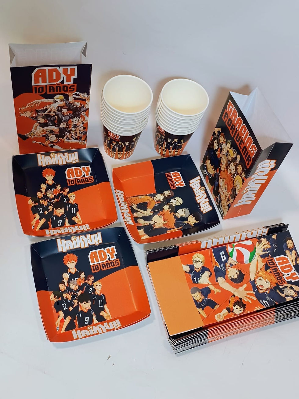Combo Vaso + Plato + Bolsa x 10 Haikyū!!