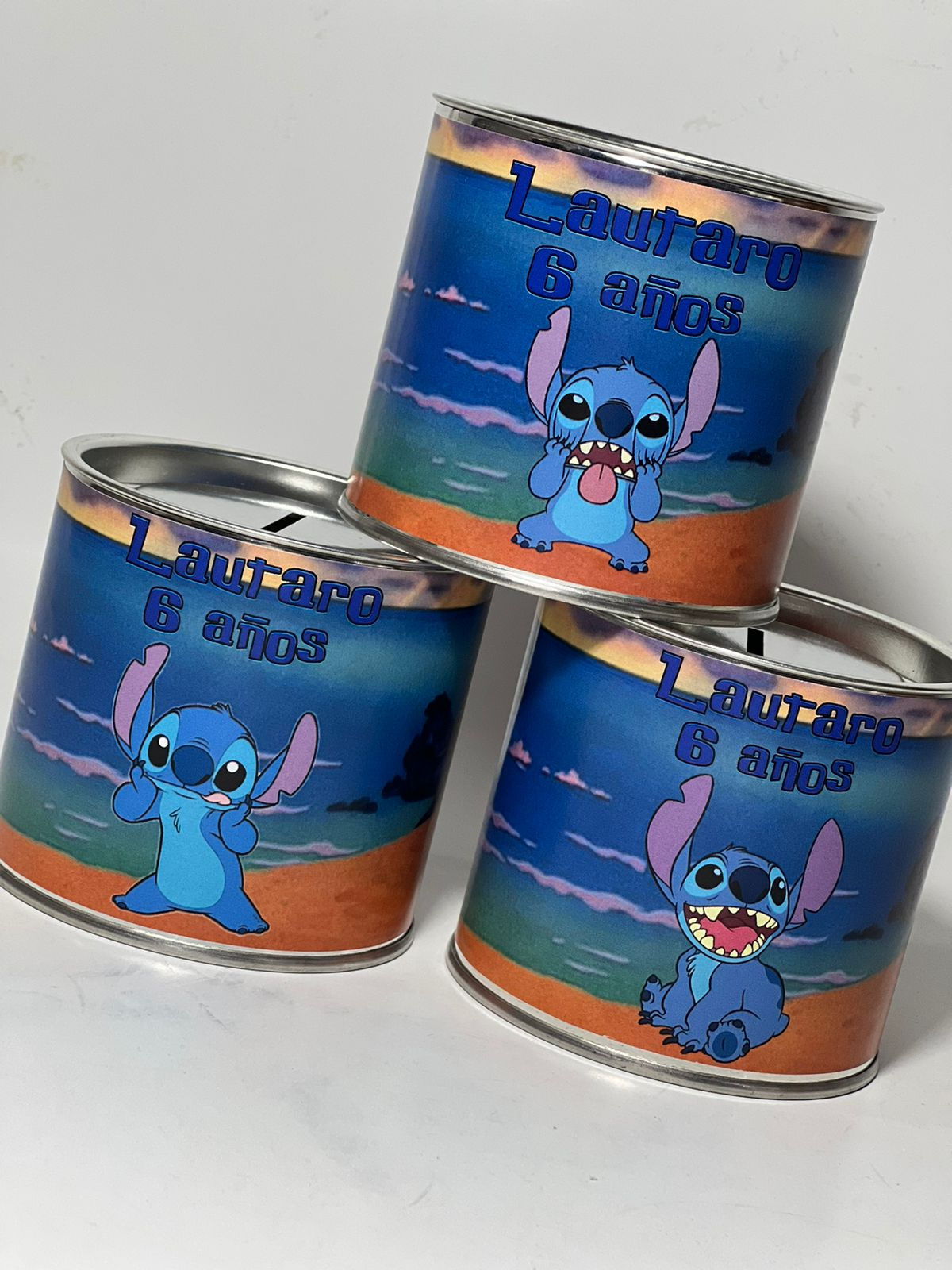 Alcancías Tapa Desmontable Personalizadas Stitch  x10
