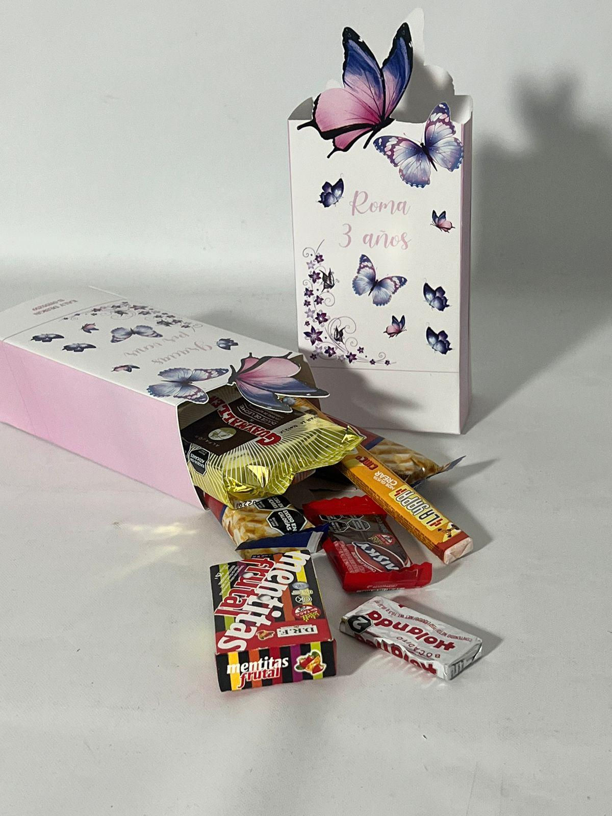 Cajas golosineras Mariposa Violeta x10