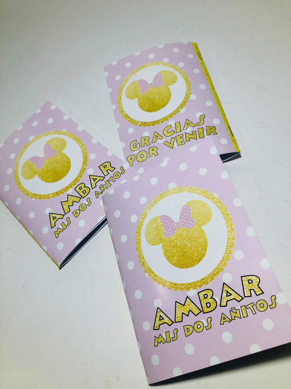Libritos para colorear Minnie Rosa y Dorado  x10