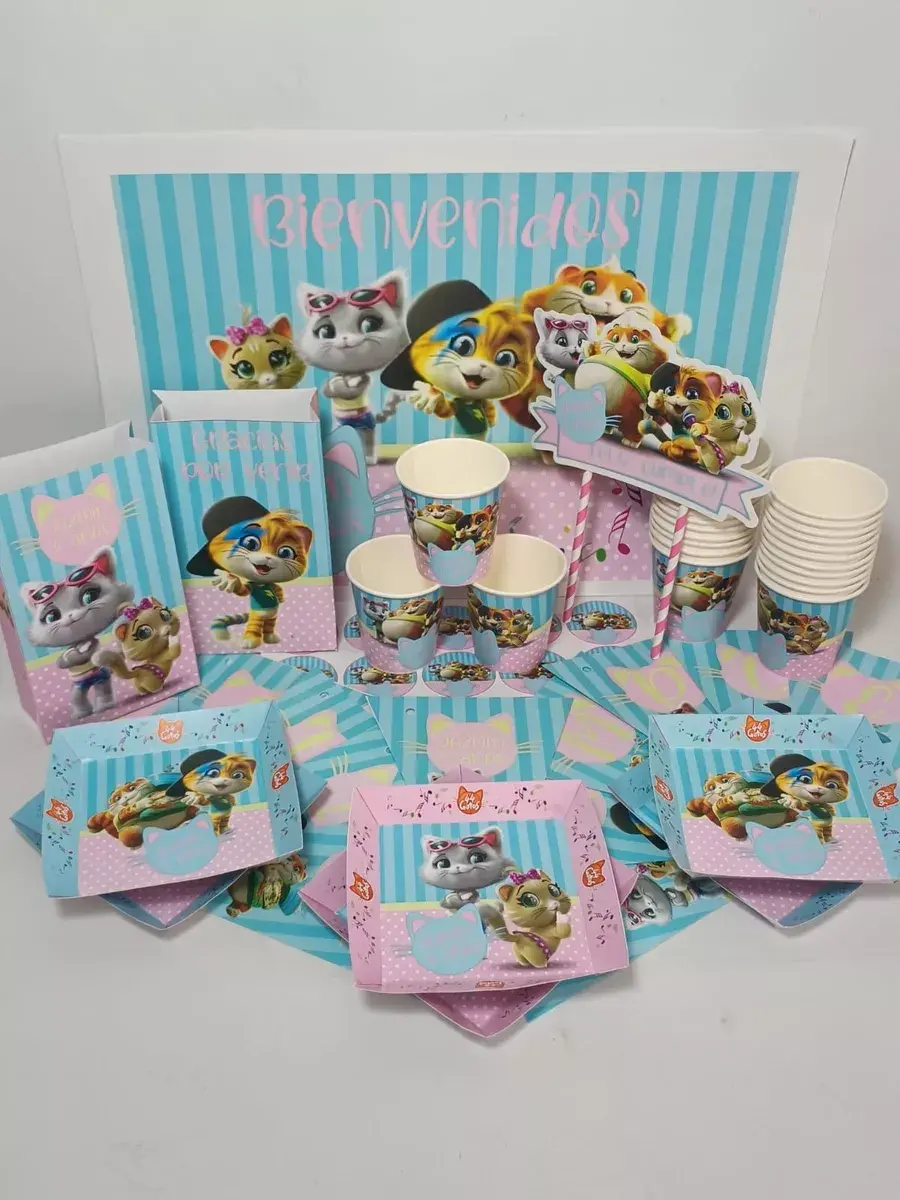 Cotillón Infantil Personalizado X15 44 Gatos Rosa