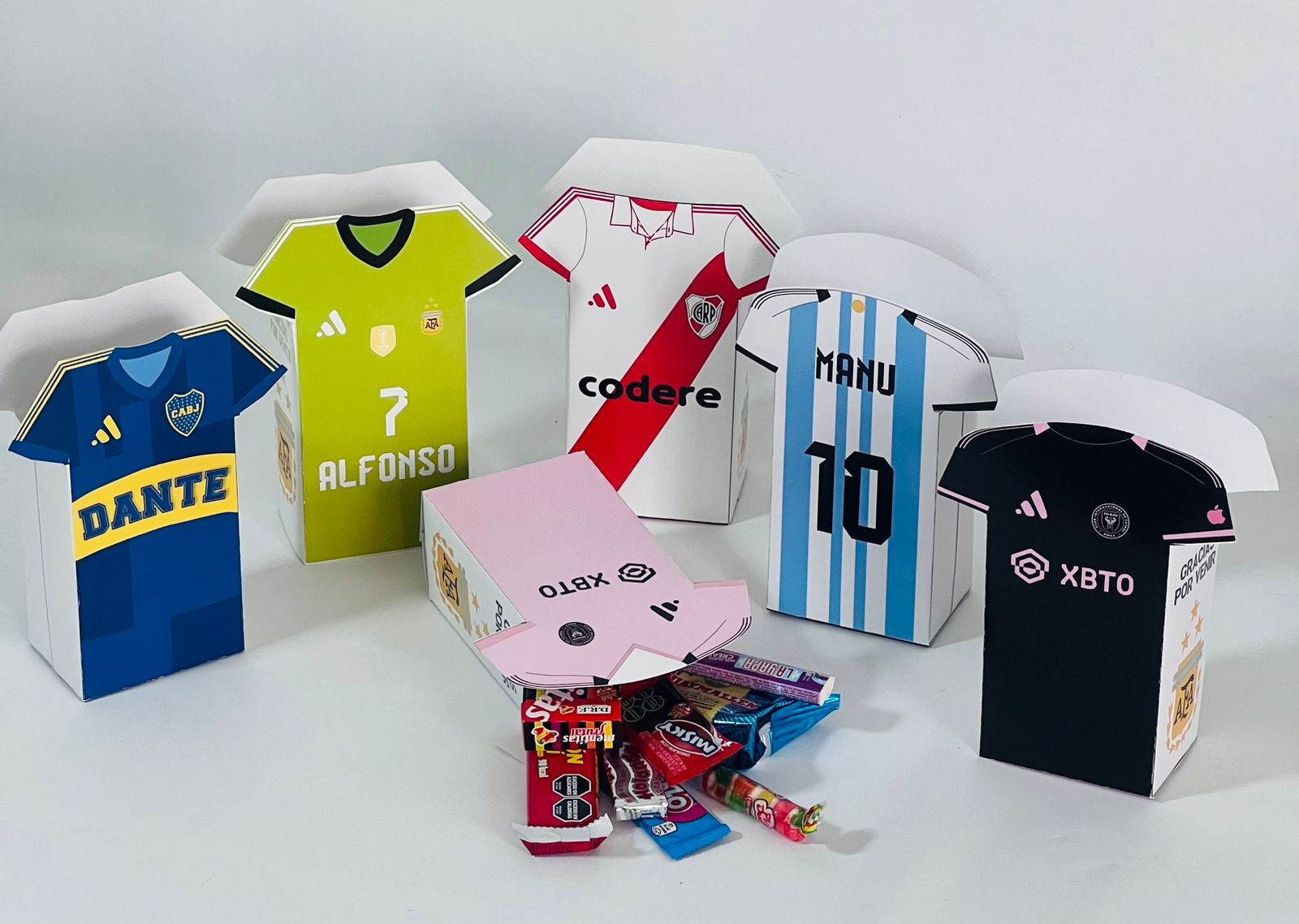 Cajitas camiseta fútbol X 10 Personalizadas