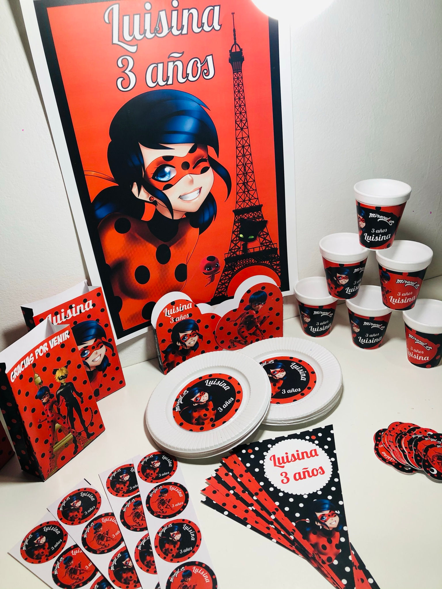 Cotillón Infantil Personalizado Lady Bug X10 Miraculous