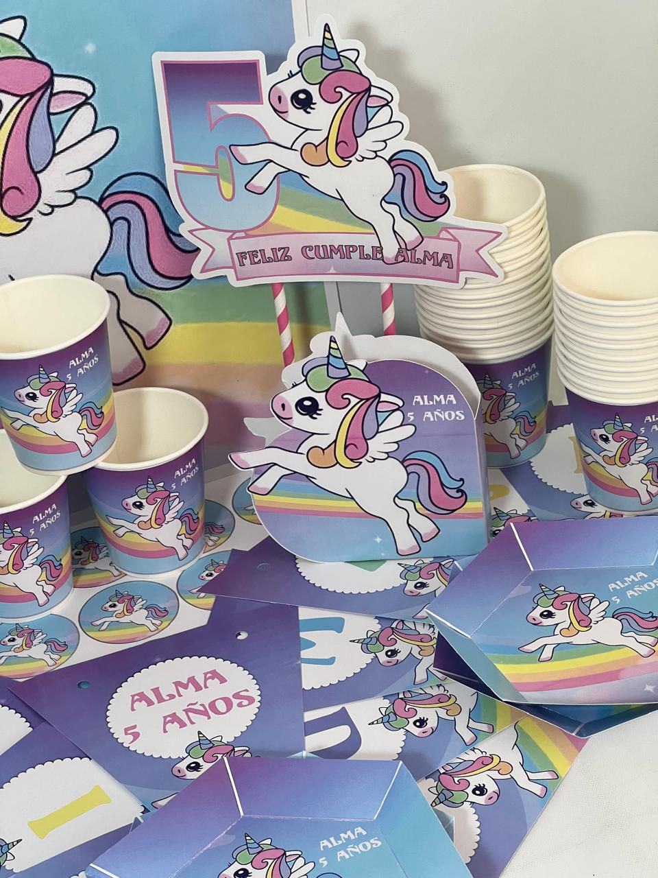 Cotillón Infantil Personalizado Unicornios Alas x 10