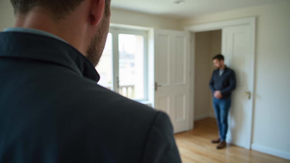 Close-up view of a property manager inspecting a rental unit