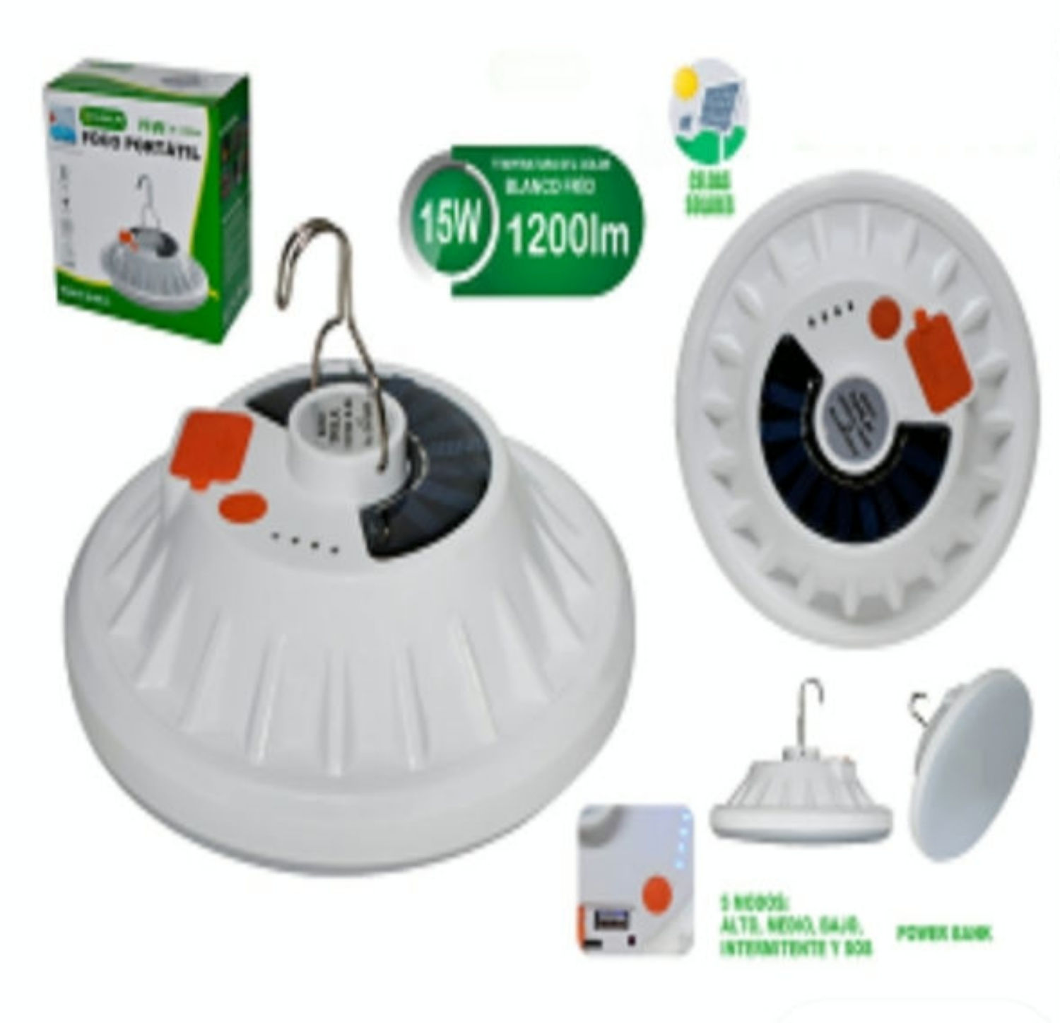 Foco Led Solar 15w Recargable 