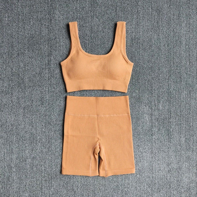 Thumbnail: 2PCS Women Yoga Set Gym Set Sexy Bra Seamless Sports Shorts Workout Running Clot