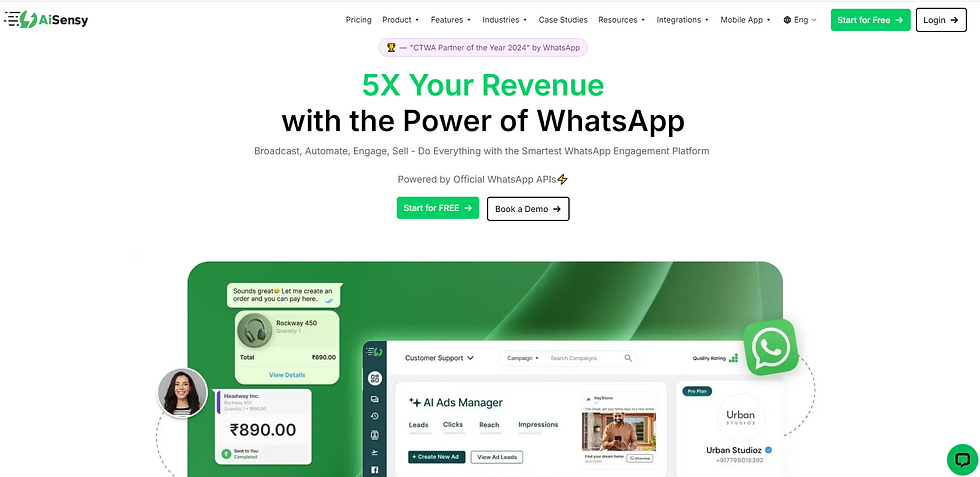 AiSensy for the WhatsApp automation tool.
