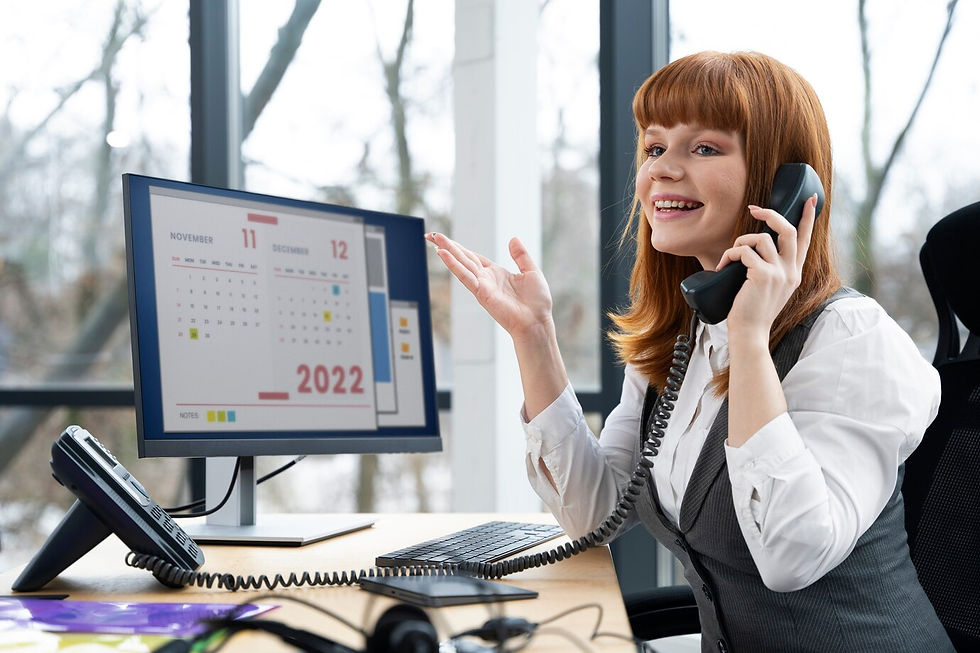 women using contact management software for managing her clients.
