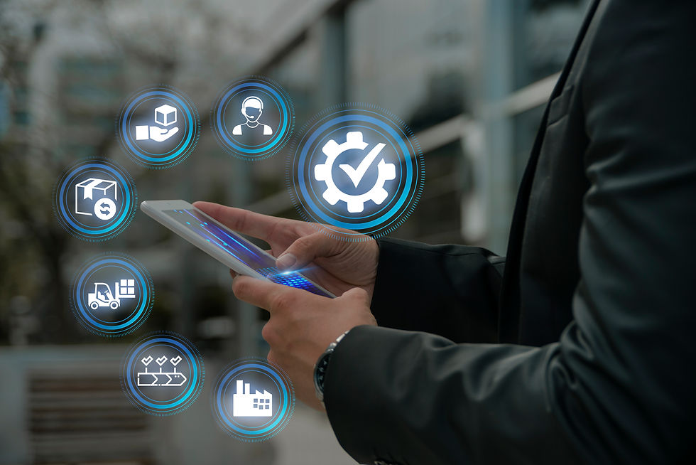 man is using CRM in Supply chain management from is phone