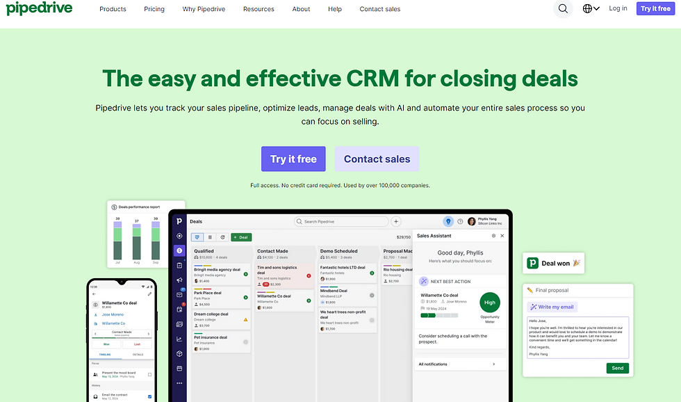 Best CRM website for Insurance Agents Pipedrive