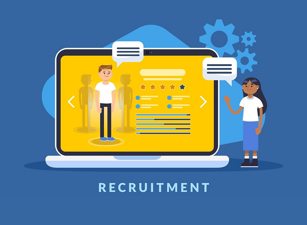 A modern recruitment scene showcasing digital tools and platforms, emphasizing the evolution of hiring in the digital age.