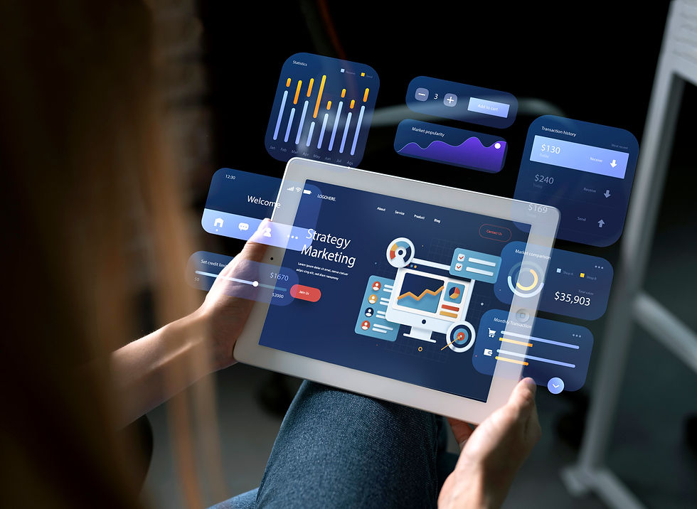 person using marketing automation tool in his tablet