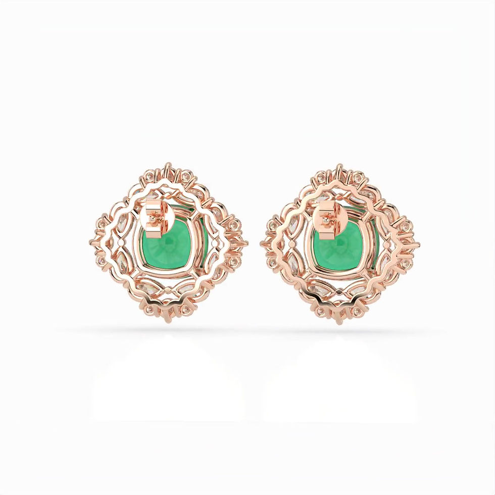 Thumbnail: Marine Emerald Earrings in Rose Gold