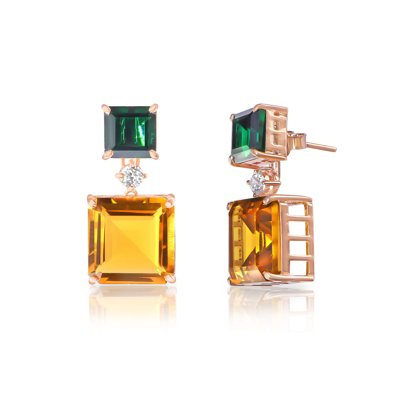 Emerald & Sapphire Detachable earrings