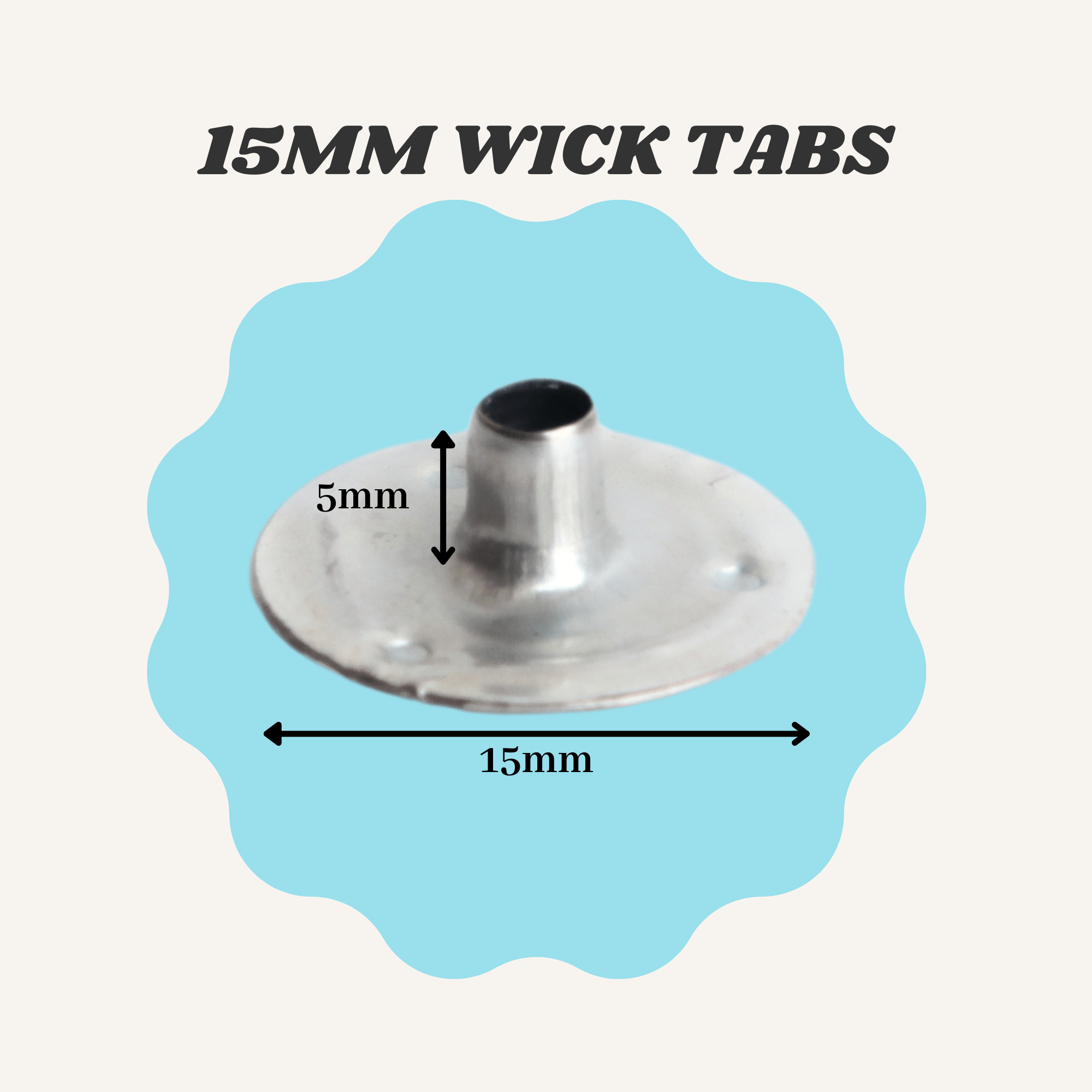 Measures of 15mm Candle Wick Tabs
