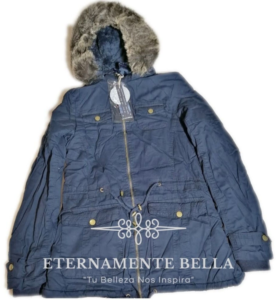 Chamarra de Dama larga Mod. Preciosa color Azul, bella todo los días