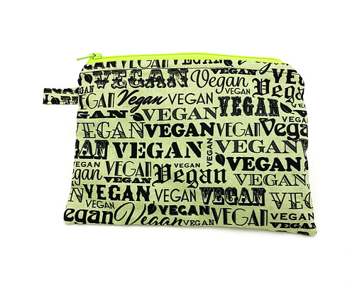 Green vegan zipper bag