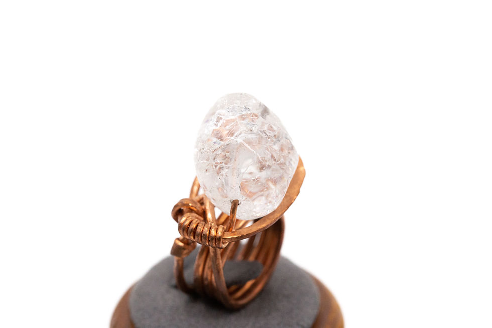 Thumbnail: Crackled Quartz Crystal Halo Ring in Raw Copper.