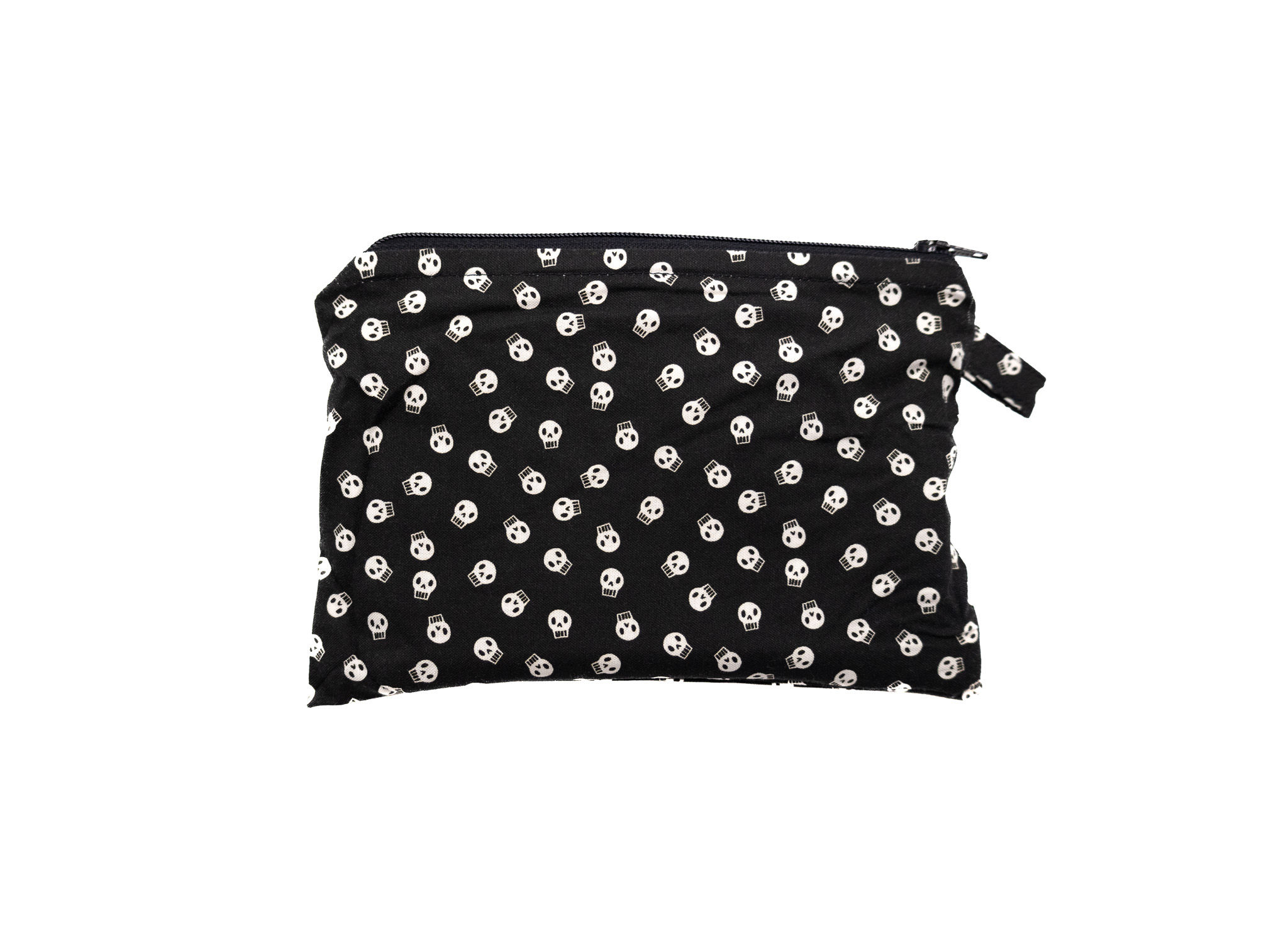 Skull Zipper Bag with Black Bat Liner.
