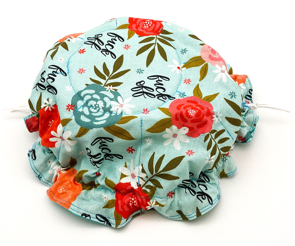 Thumbnail: Underneath View of Fuck Off Drawstring Jewelry/Stash Bags with an Aqua, Grey & White Star interior.