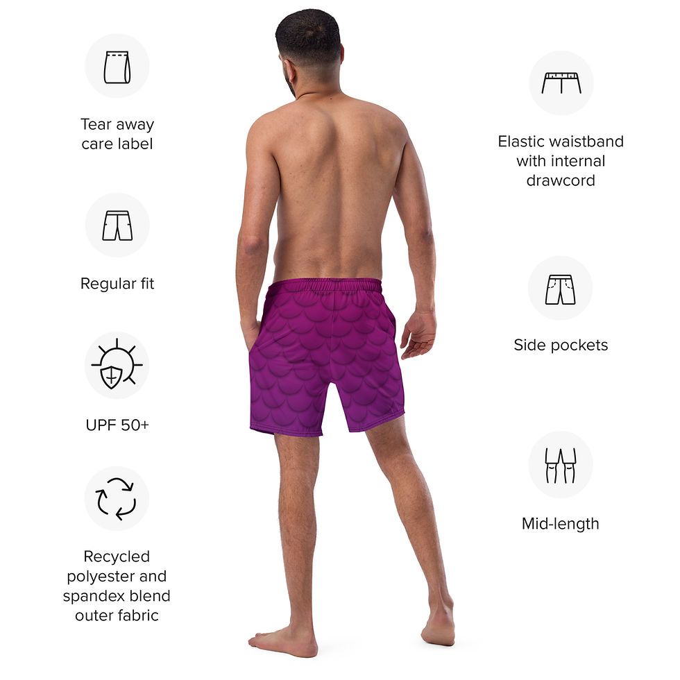 Thumbnail: Berry Scale All-Over Print Recycled Swim Trunks