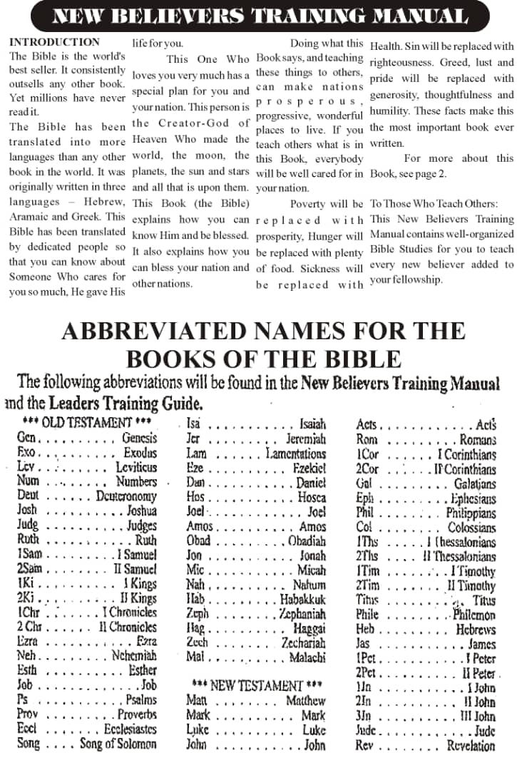 New Believers Training Manual