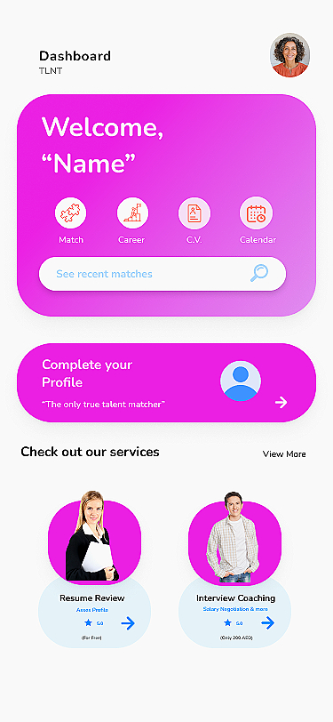 TLNT Dashboard Screen