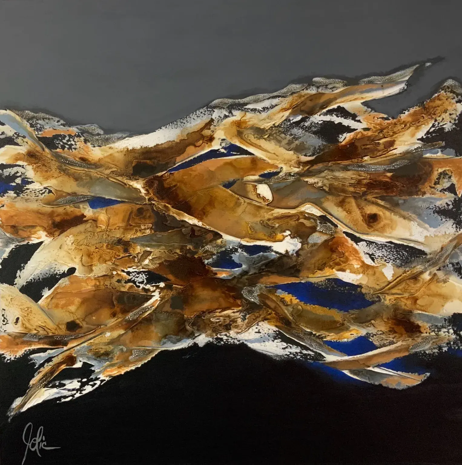 Art semi-abstrait "Between the lines" - grand format - Artiste peintre Jolic