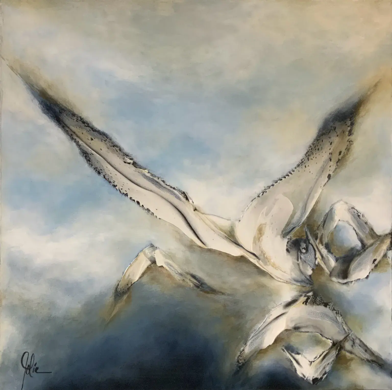 Art semi-abstrait "Spring is in the air" - tableau grand format - Artiste peintre Jolic