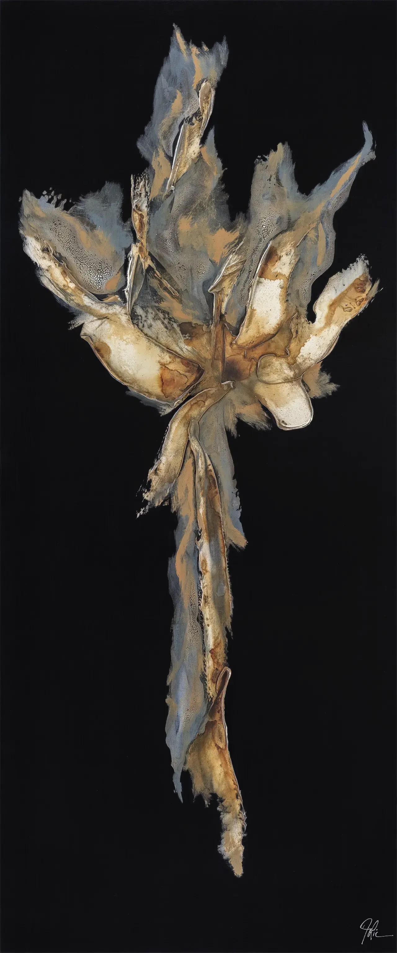 Art semi-abstrait "Flames" - grand format - Artiste peintre Jolic