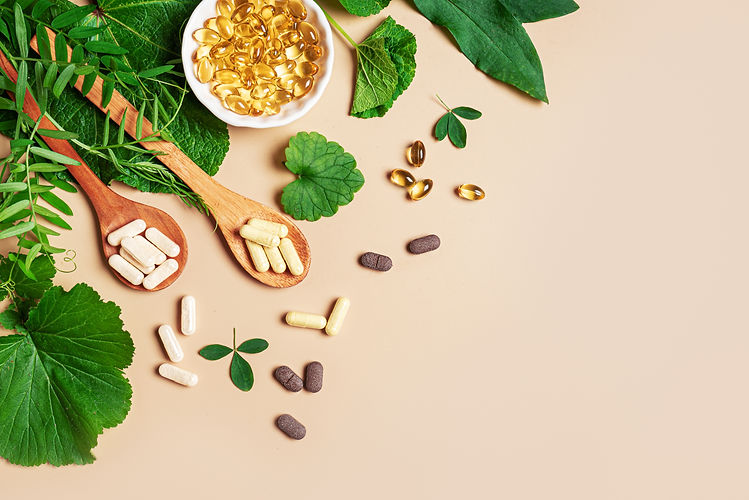 Plant based supplements. Organic vitamins. Homeopathy and alternative herbal medicine. Veg