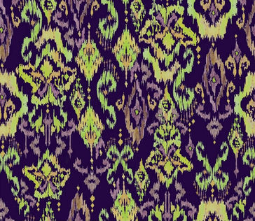 painterly paisley ikat greens purple print pattern