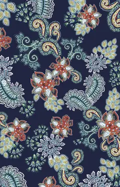 navy paisley print pattern swirls flowers outlines