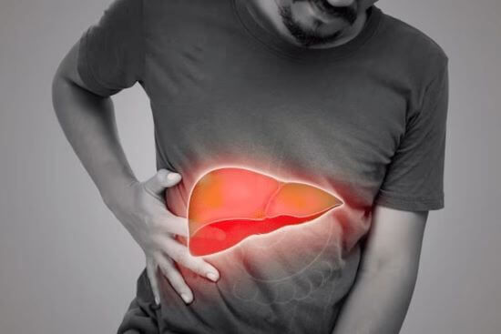 A close view of failed liver in  a person