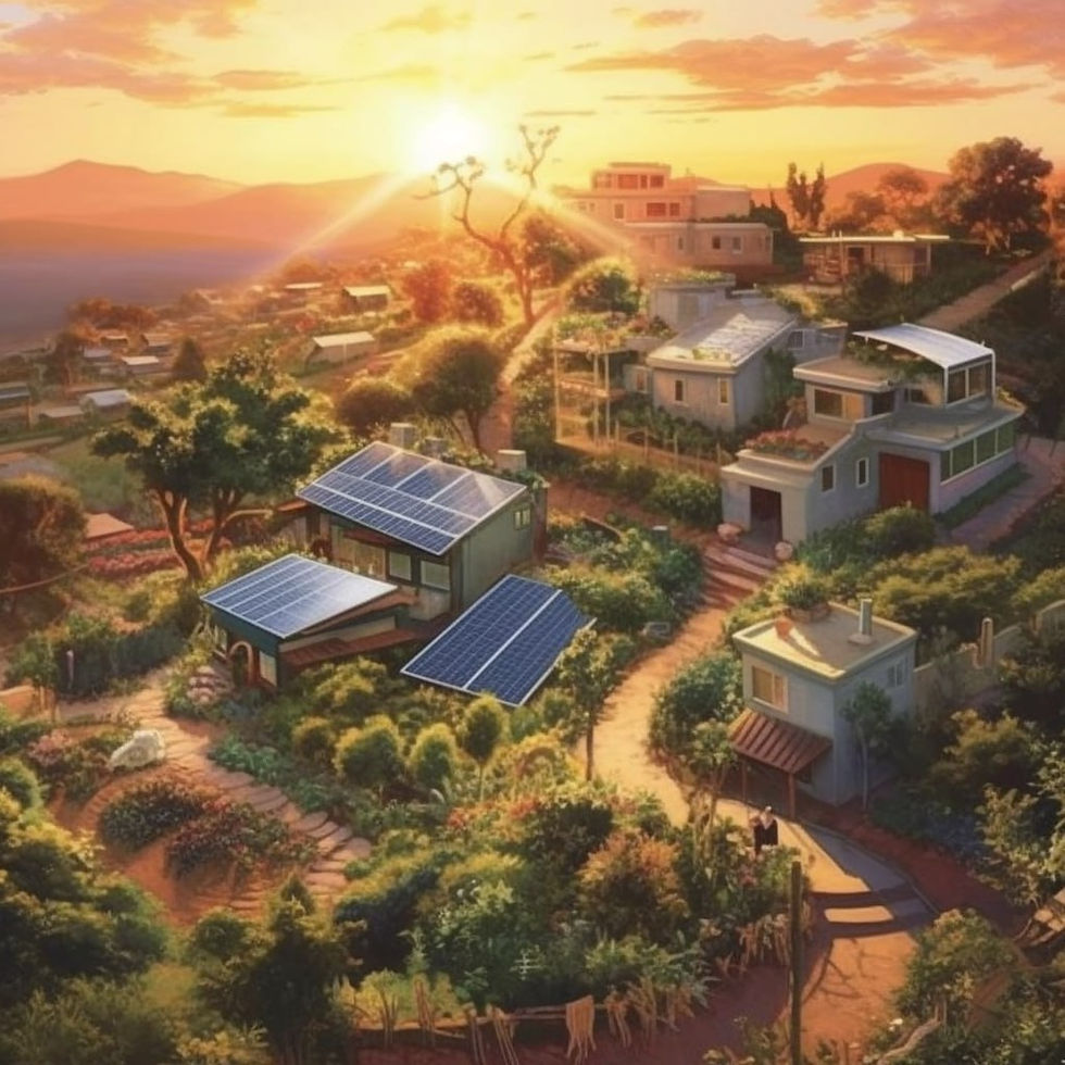 Permaculture ecovillage in Midjourney 2