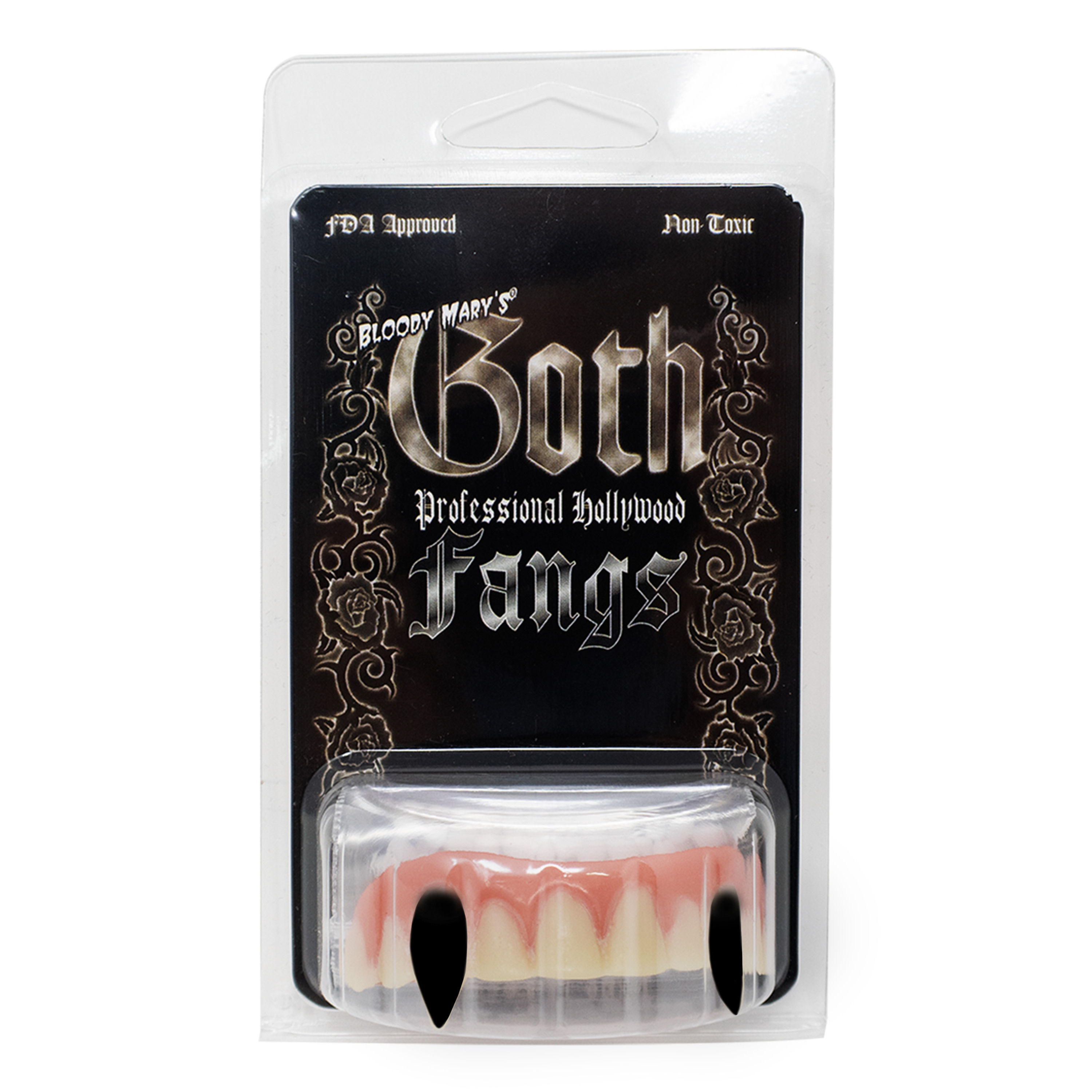 Bloody Mary Full Upper Fangs (Molding Material Included) Black Vampire Fangs