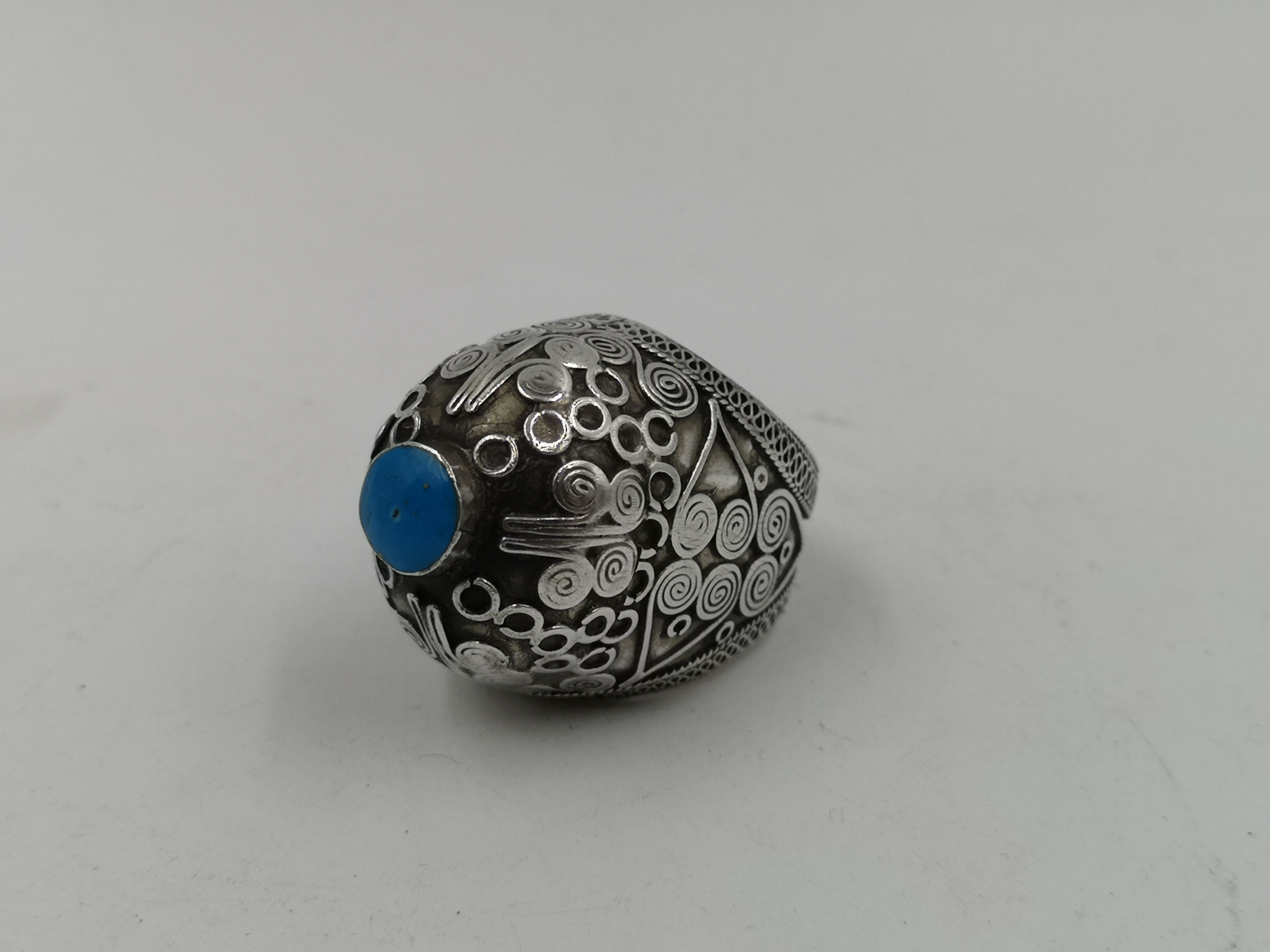 Afghan silver turquoise wedding ring