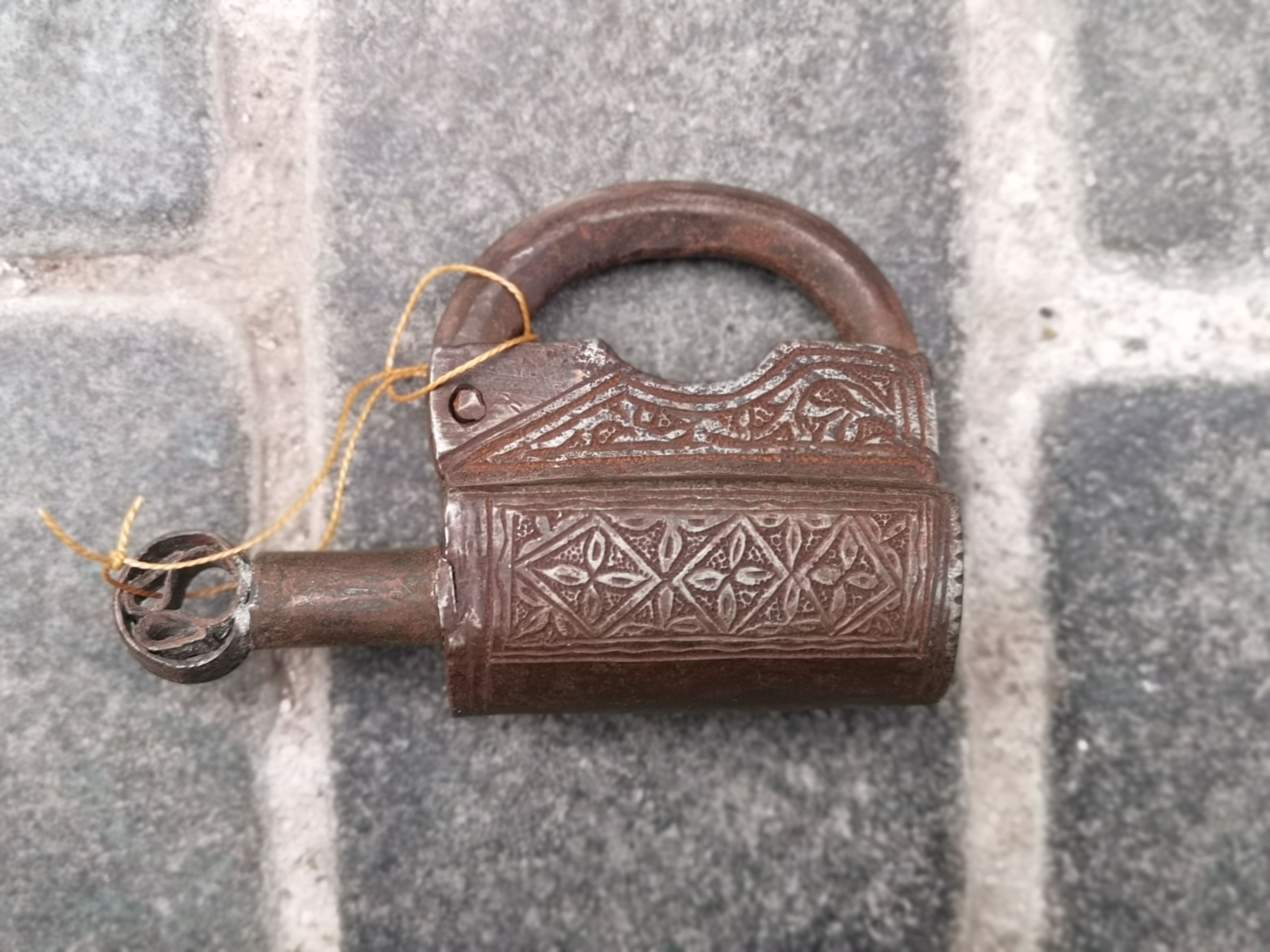 Afghan engraved padlock