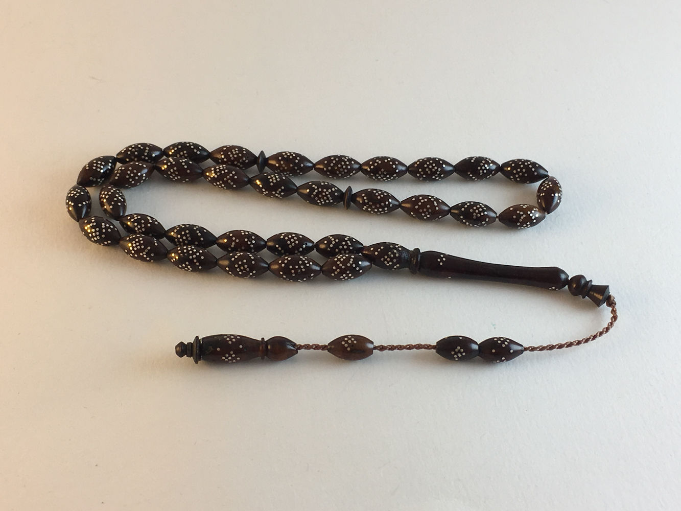 Silver Inlaid Coca Wood Erzurum Prayer Bead