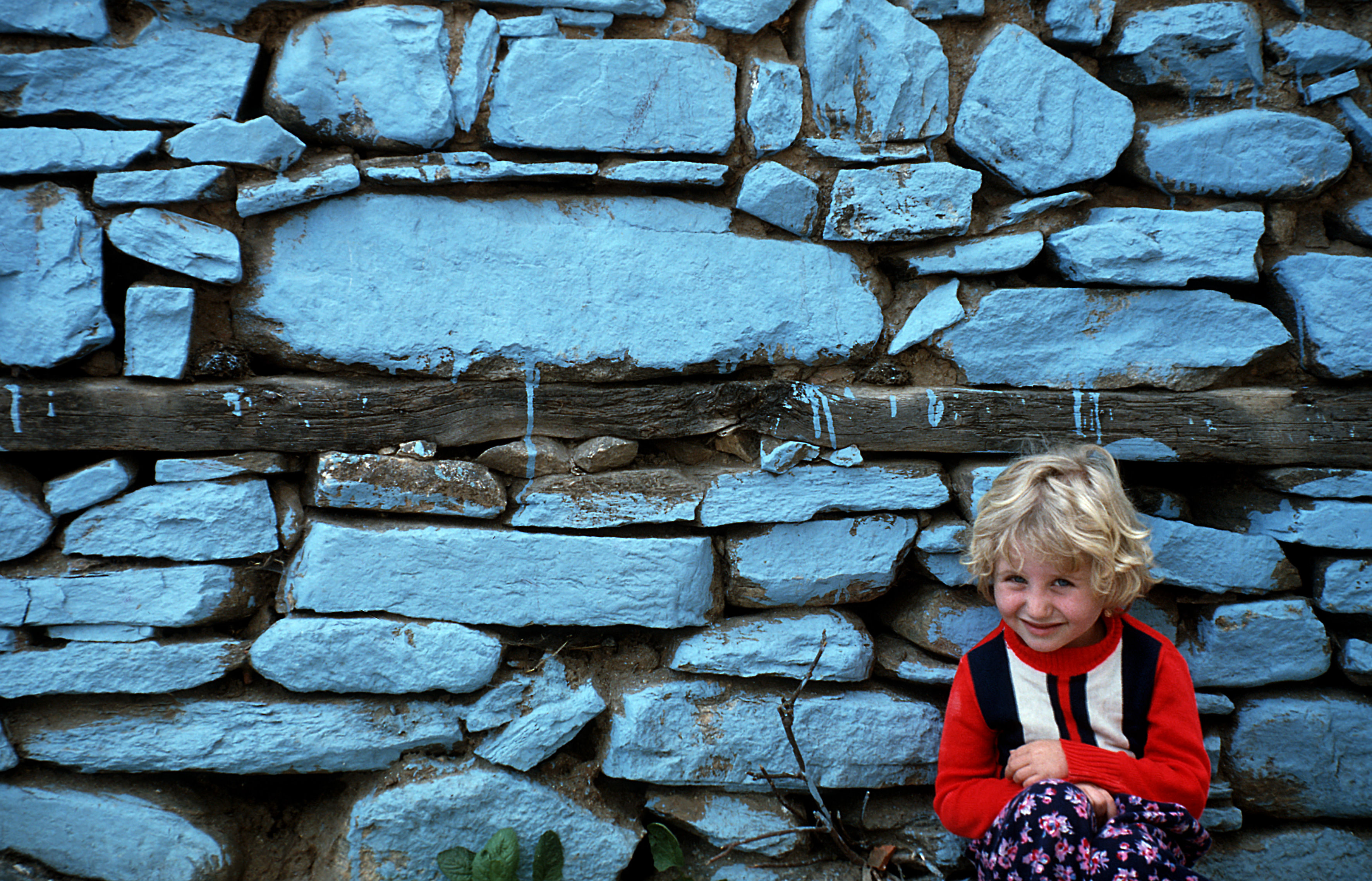 Blue Wall Blonde Girl