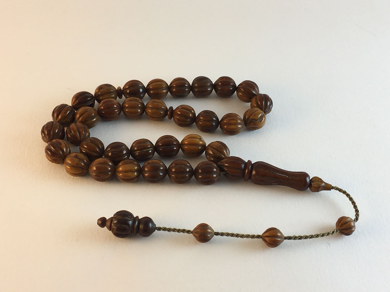 Antique Ottoman Watermelon Slice Hand Cut Coca Wood Prayer Bead