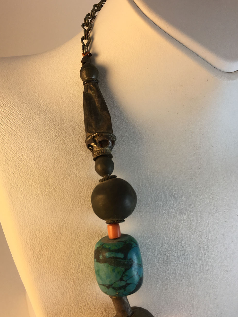 Thumbnail: Amber Turquoise Coral Silver Necklace