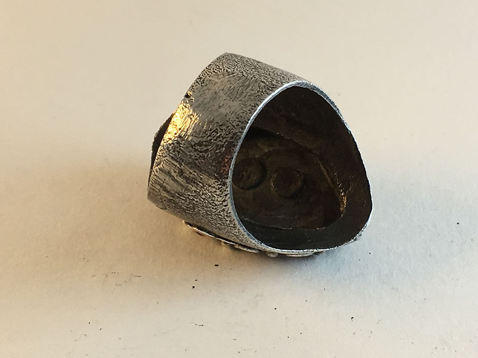 Thumbnail: Turkish Silver Hammered Gold and Ruby Ring