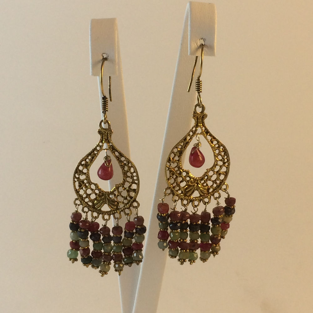 Silver Gold Plated Uzbek Earring set
